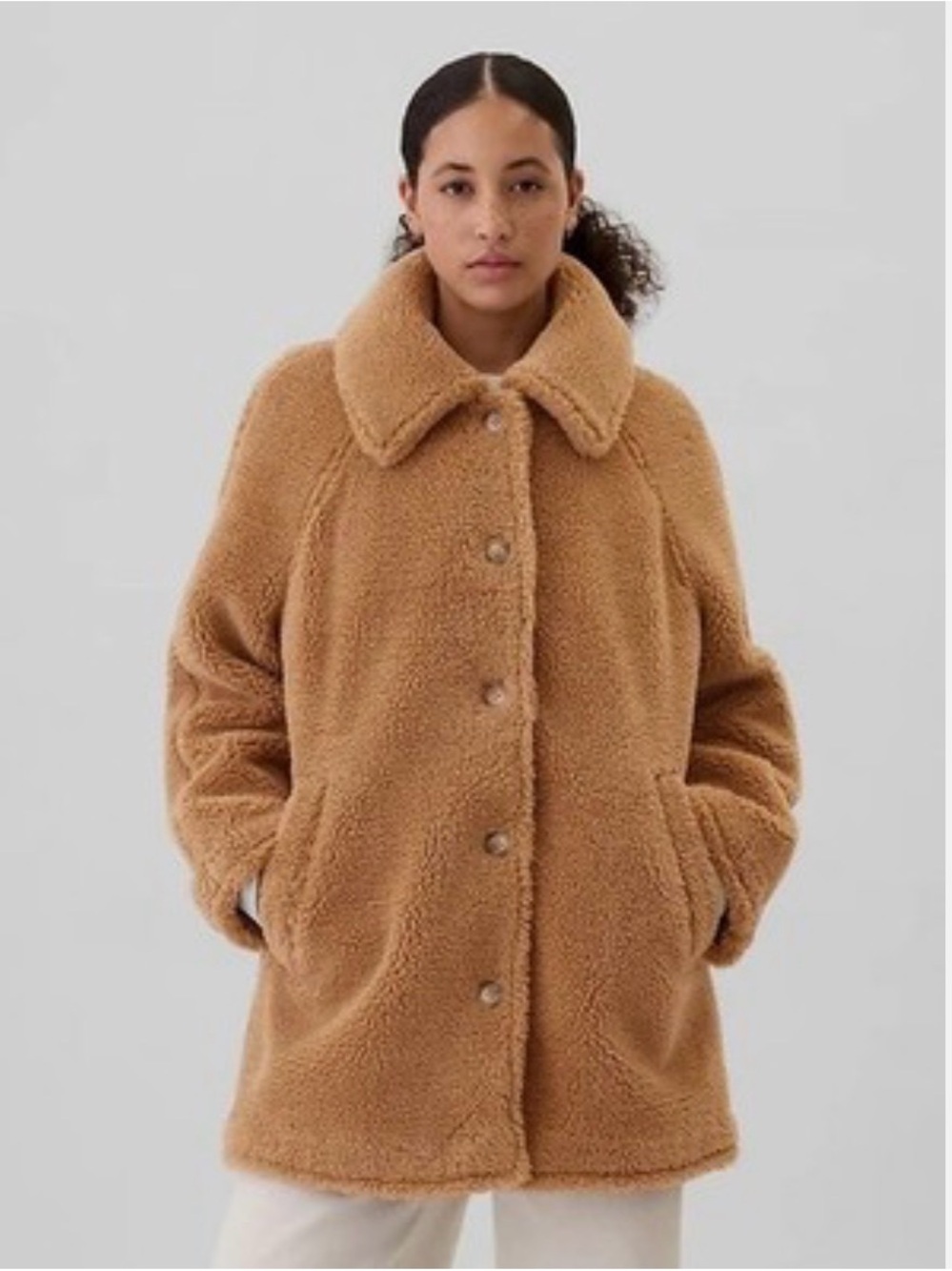 GAP Sherpa Coat in Camel Large